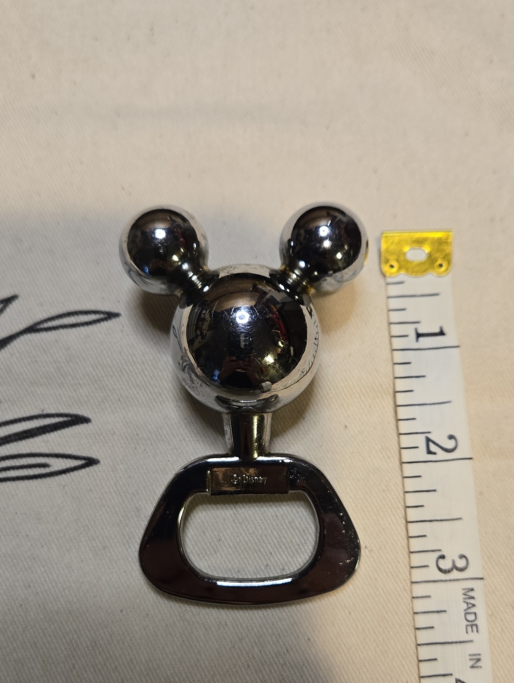Disney Mickey Mouse Metal Bottle Opener Silver Barware Kitchen Collectible